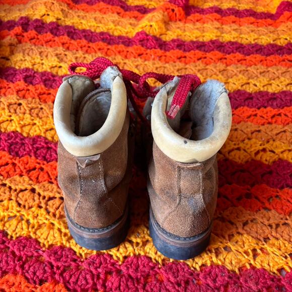 Cameron Suede Shearling Hiking Boots - Caramel Suede  Vintage suede and shearling hiking